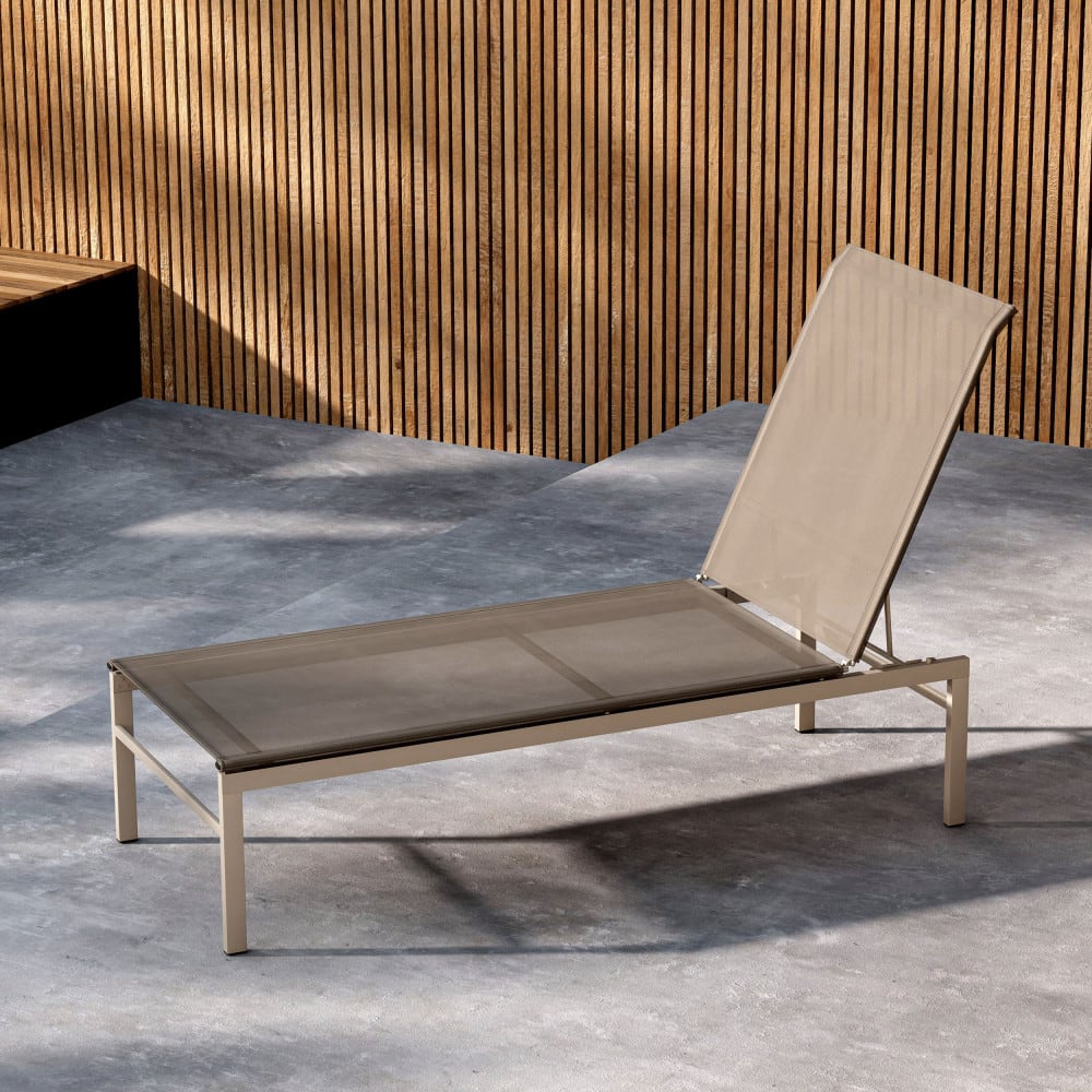 Chaise longue inclinable en aluminium - Beige