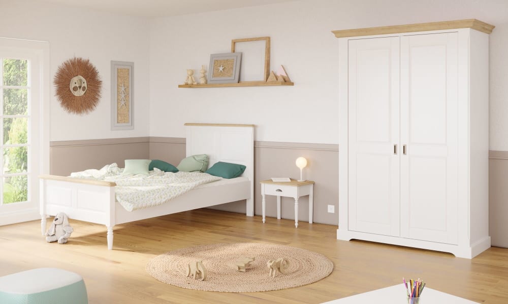 Armoire effet bois clair et blanc h188