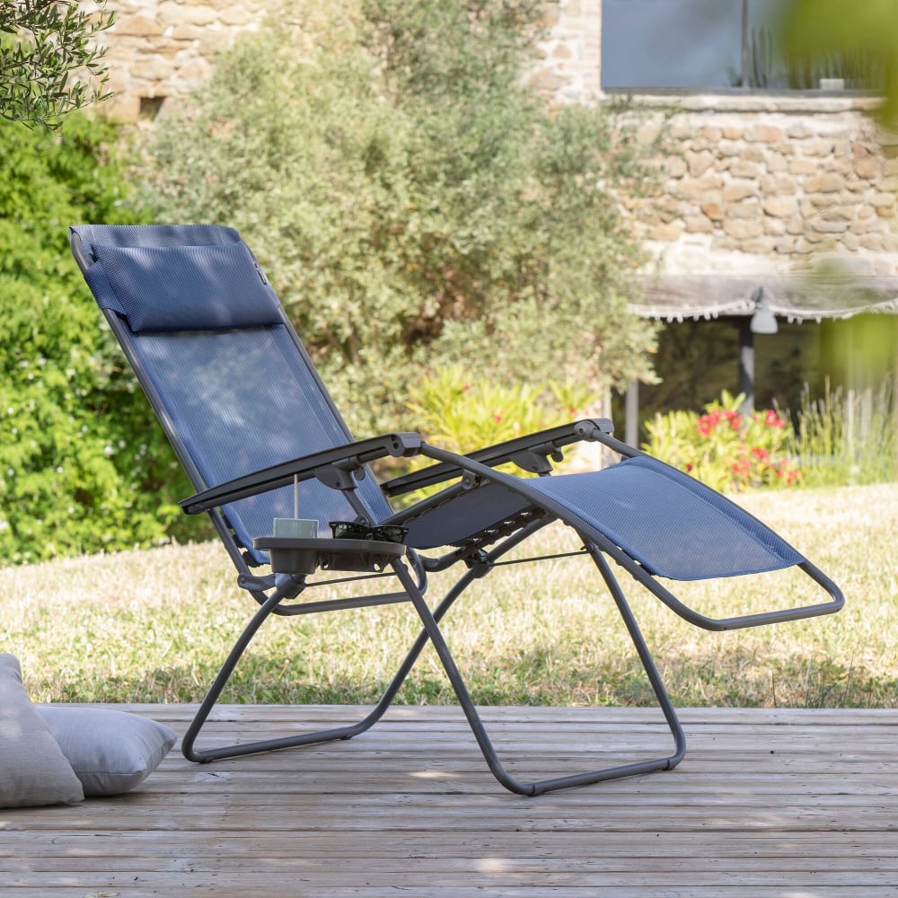 Fauteuil relax zéro gravité en acier bleu L88xl67xH114