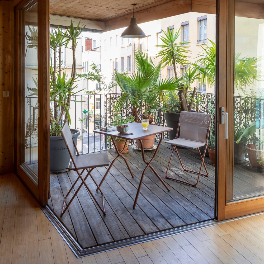 Table de jardin pliante en acier orange L70xl64xH72