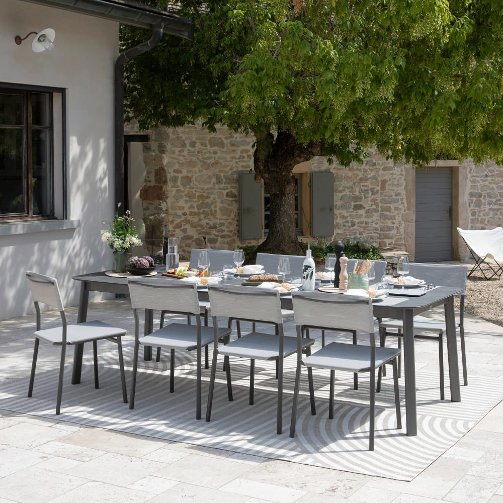 Chaise de jardin en aluminium gris L49xl50xH85