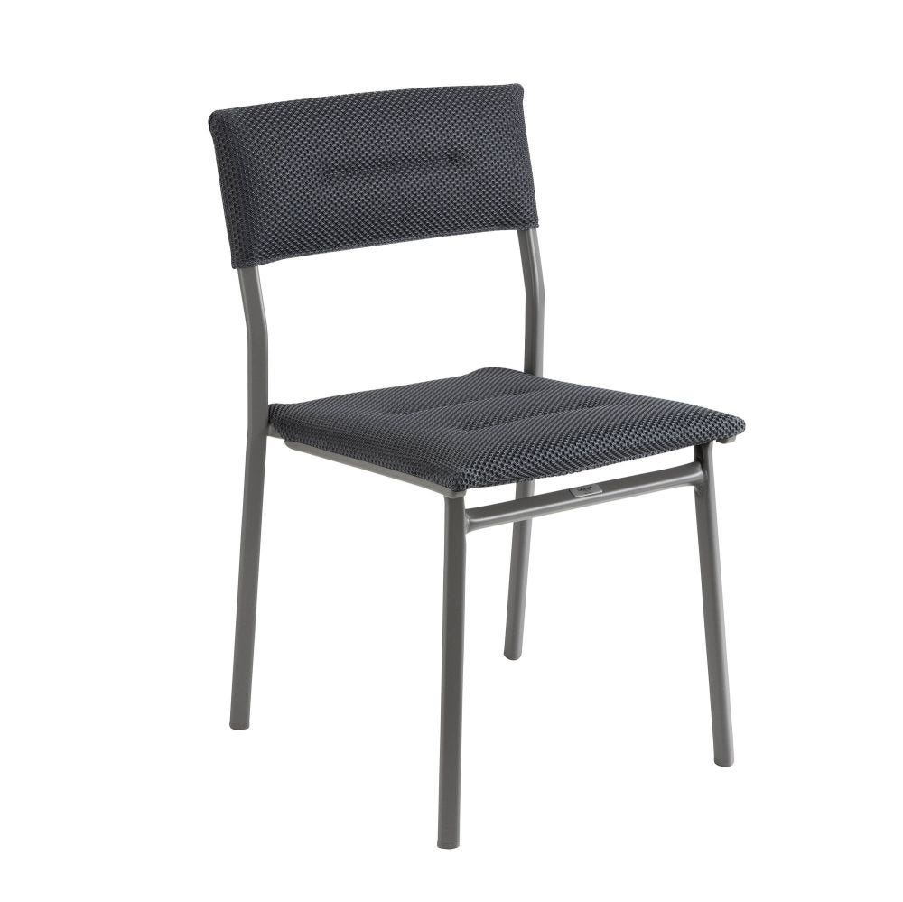 Chaise de jardin matelassée en acier gris L49xl50xH85