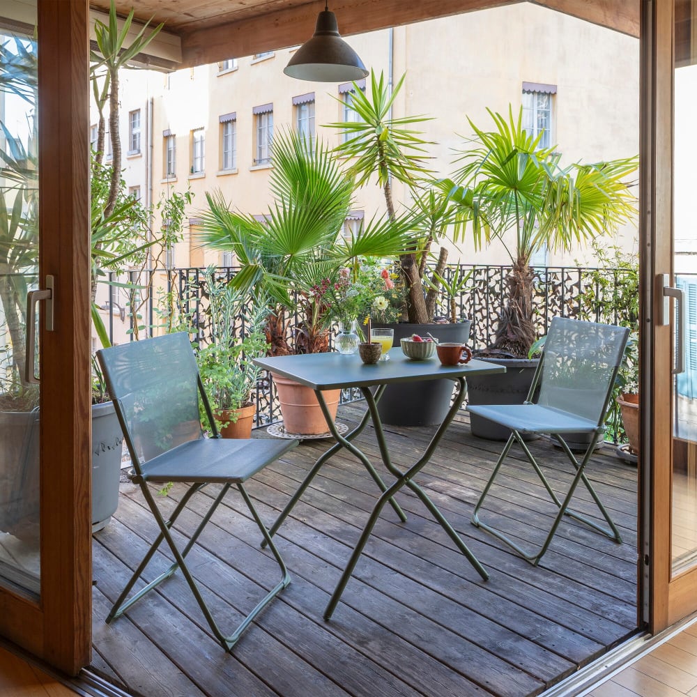 Table de jardin pliante en acier vert L70xl64xH72