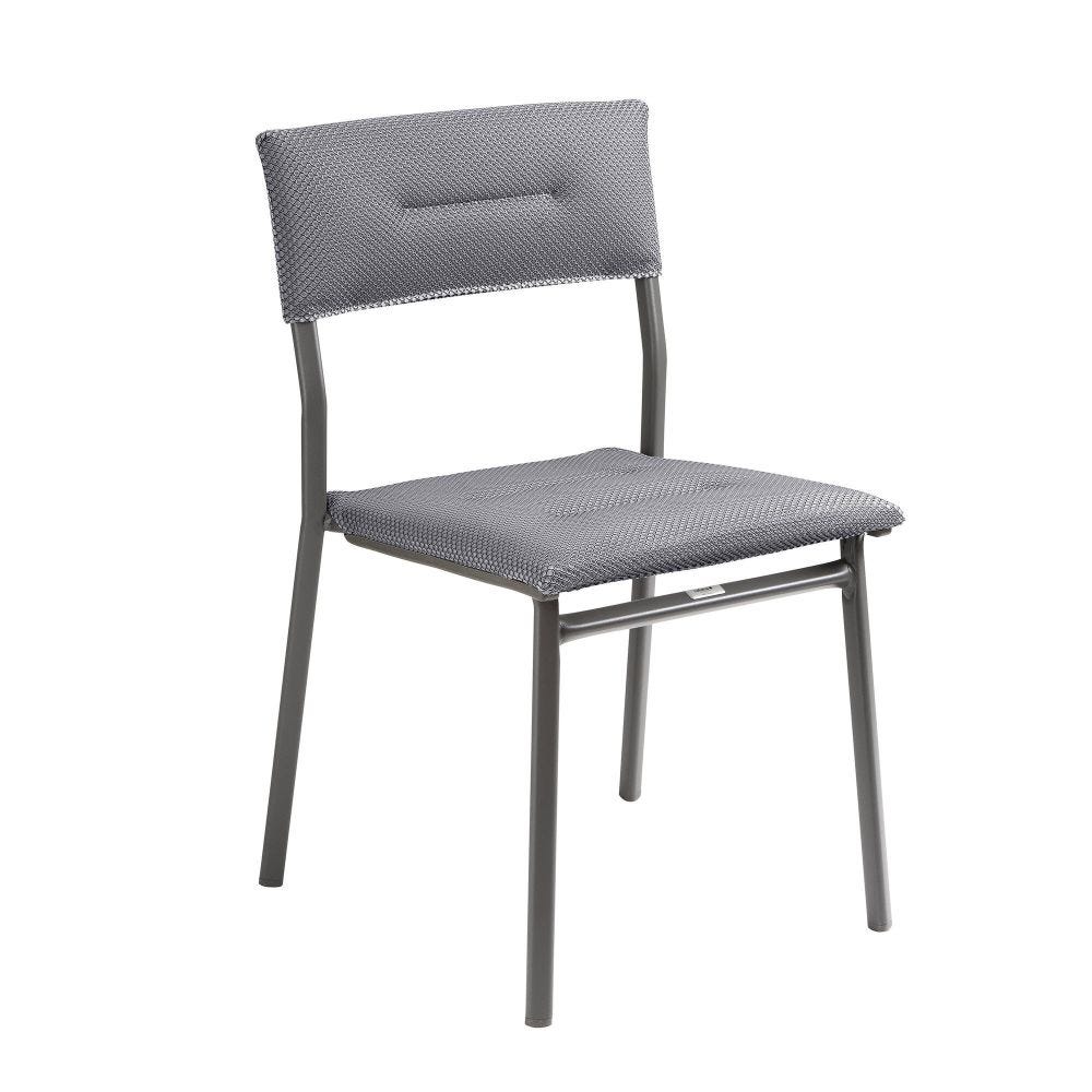 Chaise de jardin matelassée en aluminium gris L49xl50xH85