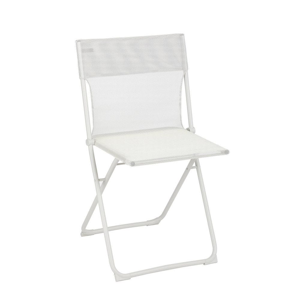Chaise pliante ultra-compacte en acier beige L44xl48xH83