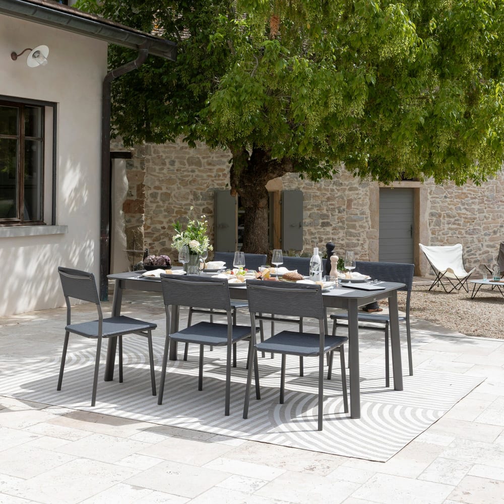 Chaise de jardin en aluminium gris L49xl50xH85