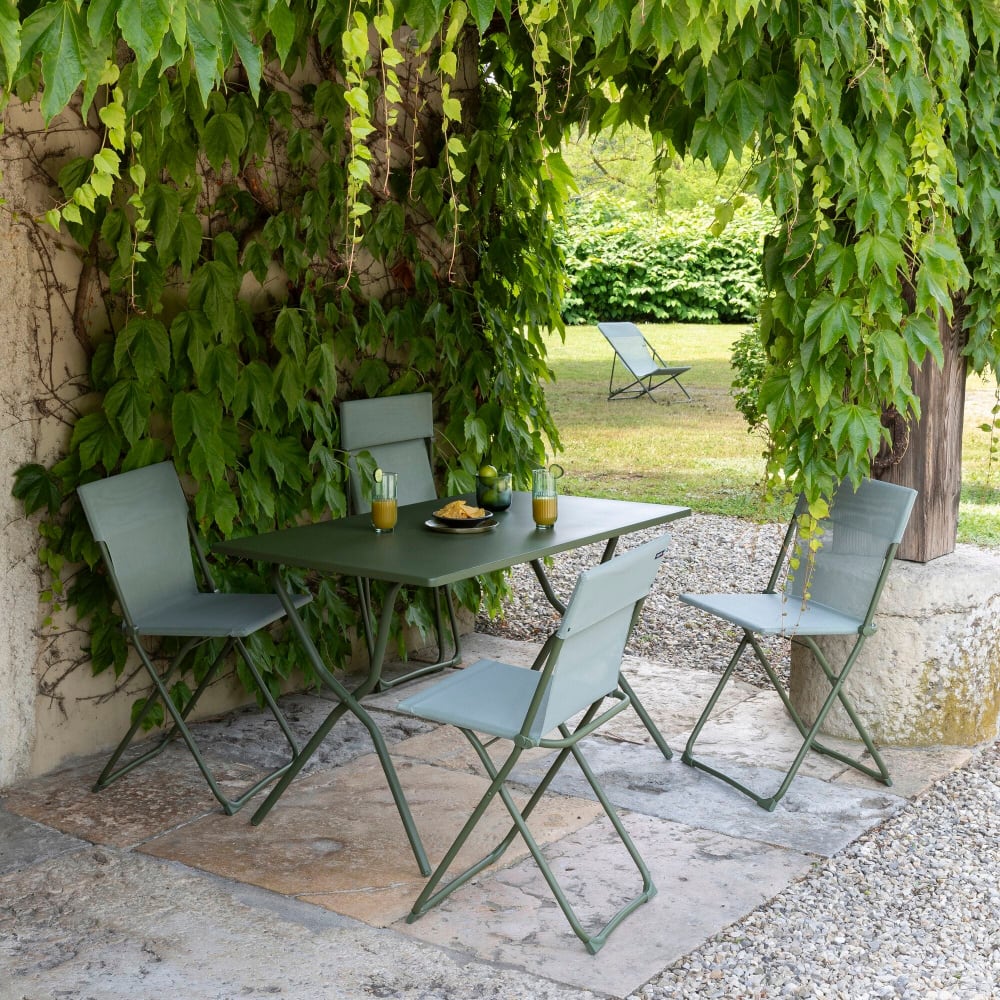 Ensemble 1 table, 4 chaises pliantes ultra-compactes en  vert