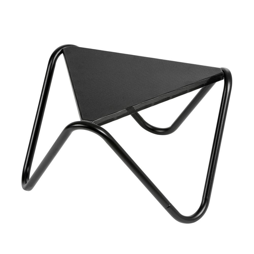 Table basse plateau micro-perforé en acier noir L57xl57xH32