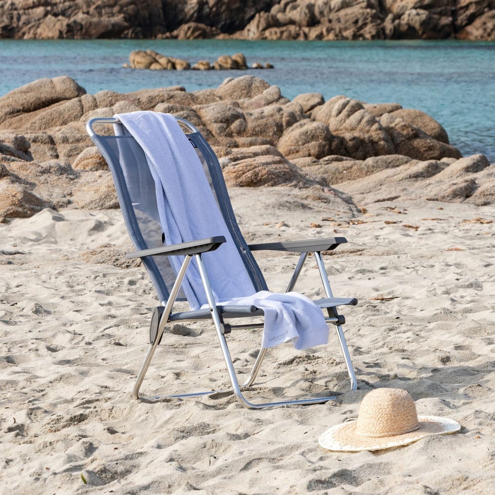 Lot de 2 fauteuils pliants bas ultra-légers en acier bleu