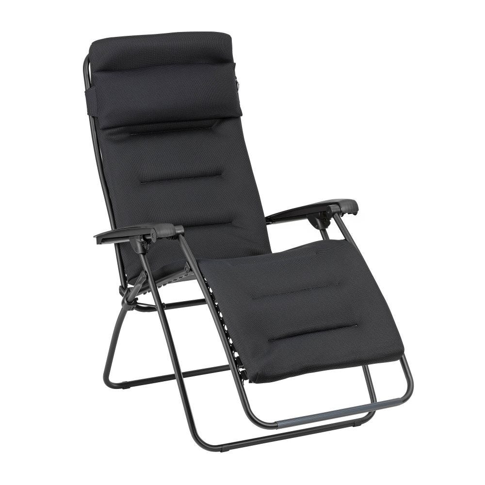 Fauteuil relax matelassé zéro gravité en acier noir L87xl67xH115
