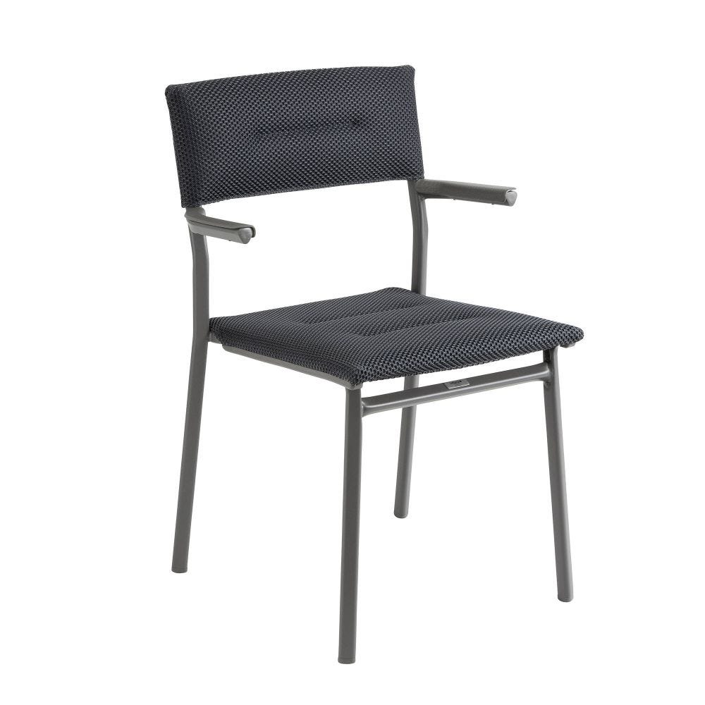 Fauteuil de jardin matelassé en acier gris L49xl58xH85