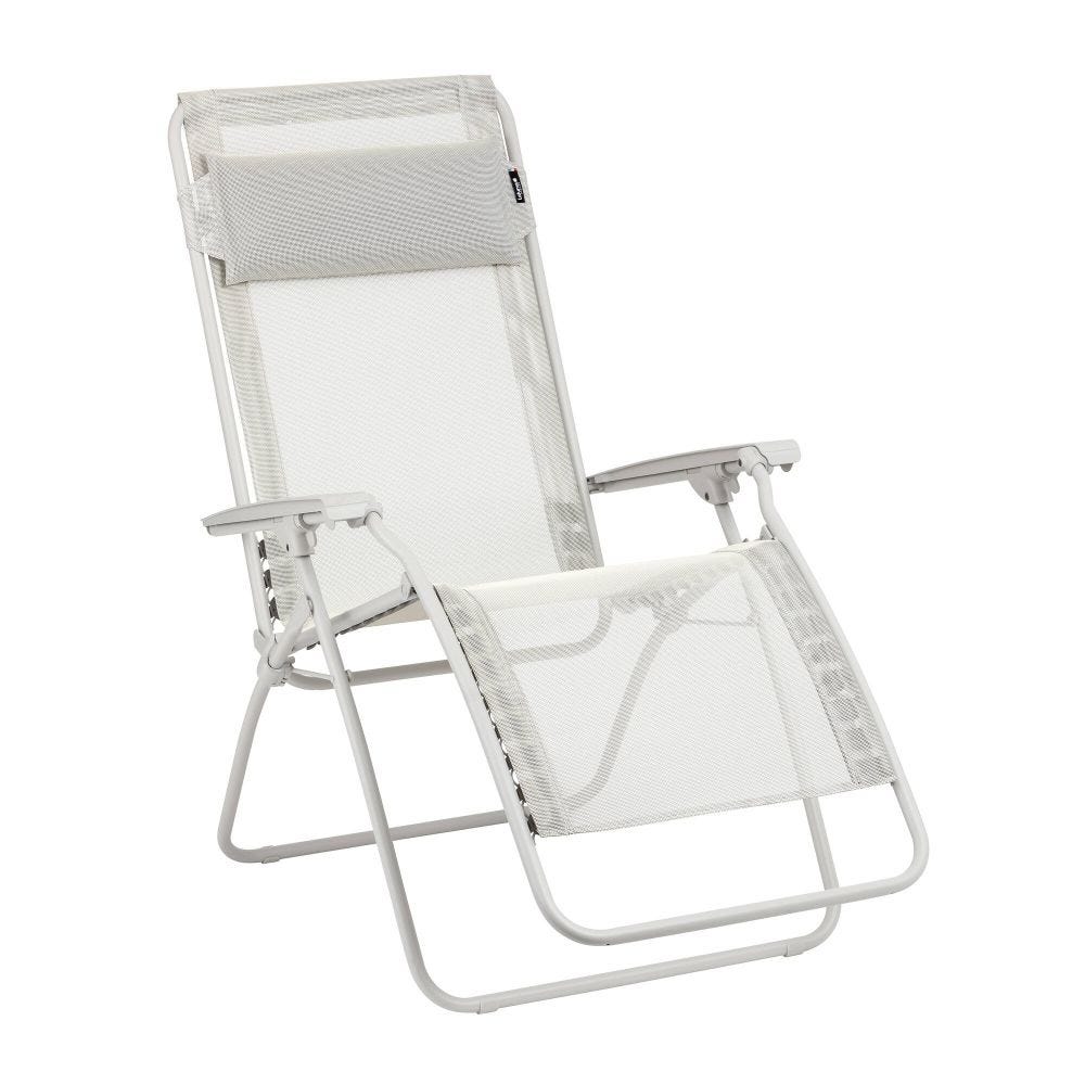 Fauteuil relax zéro gravité en acier beige L88xl67xH114