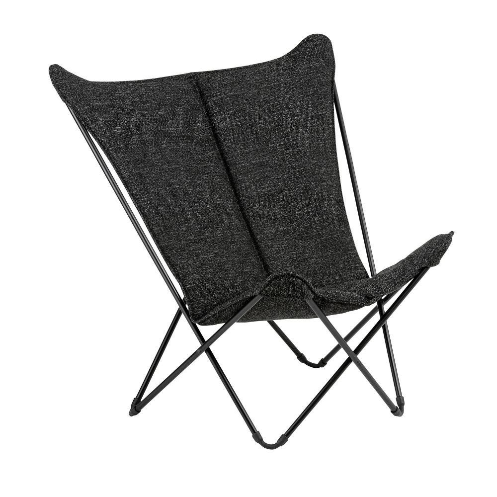 Fauteuil papillon matelassé grande largeur en acier noir L83xl91xH87