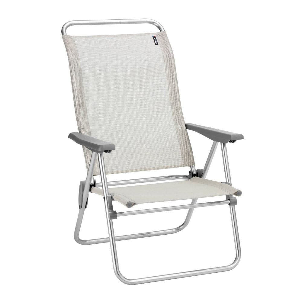 Fauteuil pliant ultra-léger en aluminium beige L69xl63xH101