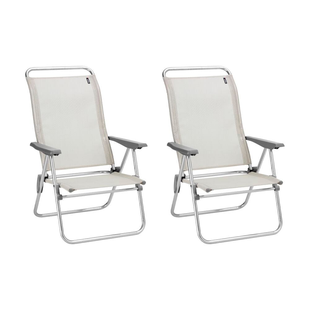 Lot de 2 fauteuils pliants bas ultra-légers en aluminium beige