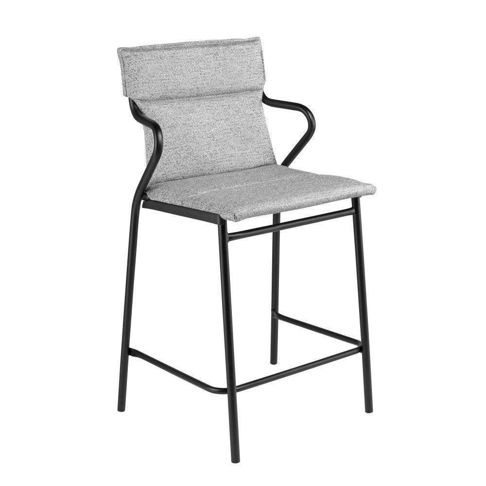 Fauteuil de repas matelassé mi-haut en acier gris L52xl58xH100