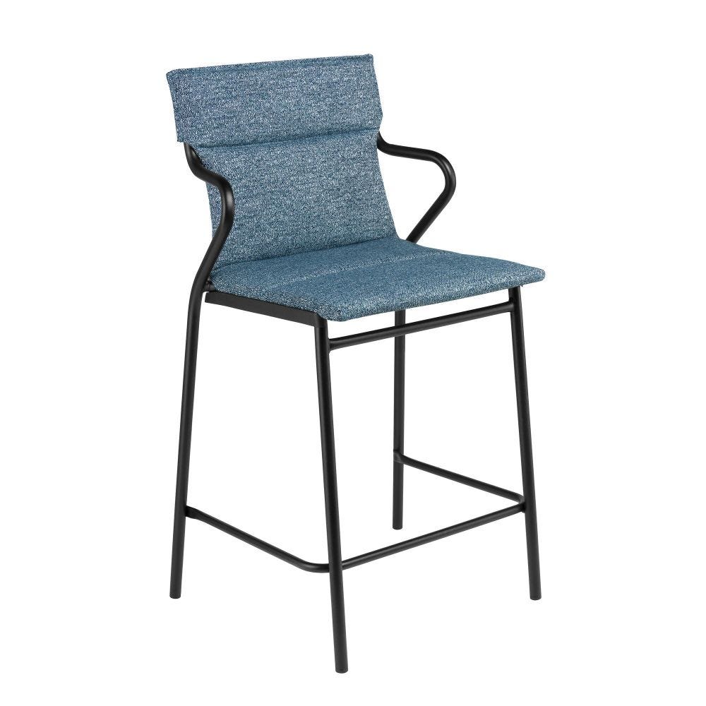 Fauteuil de repas matelassé mi-haut en acier bleu L52xl58xH100
