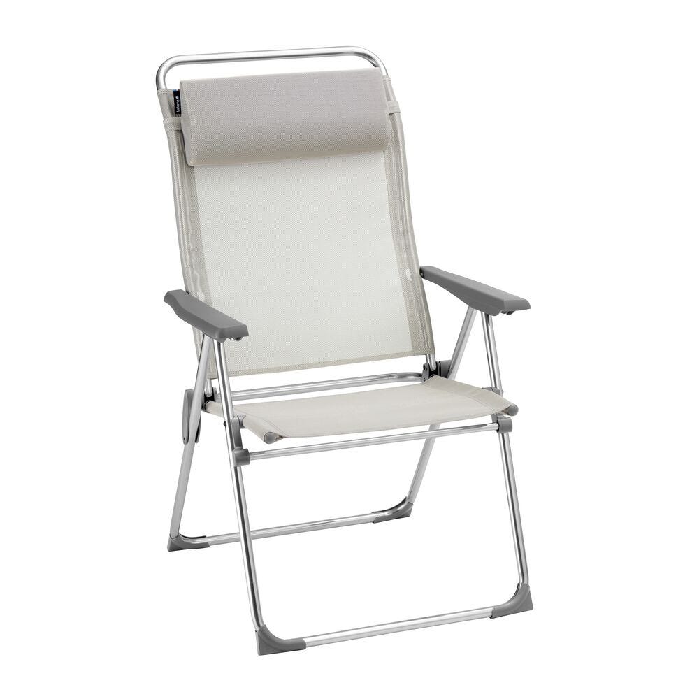 Fauteuil pliant multi-positions en aluminium beige L68xl68xH111
