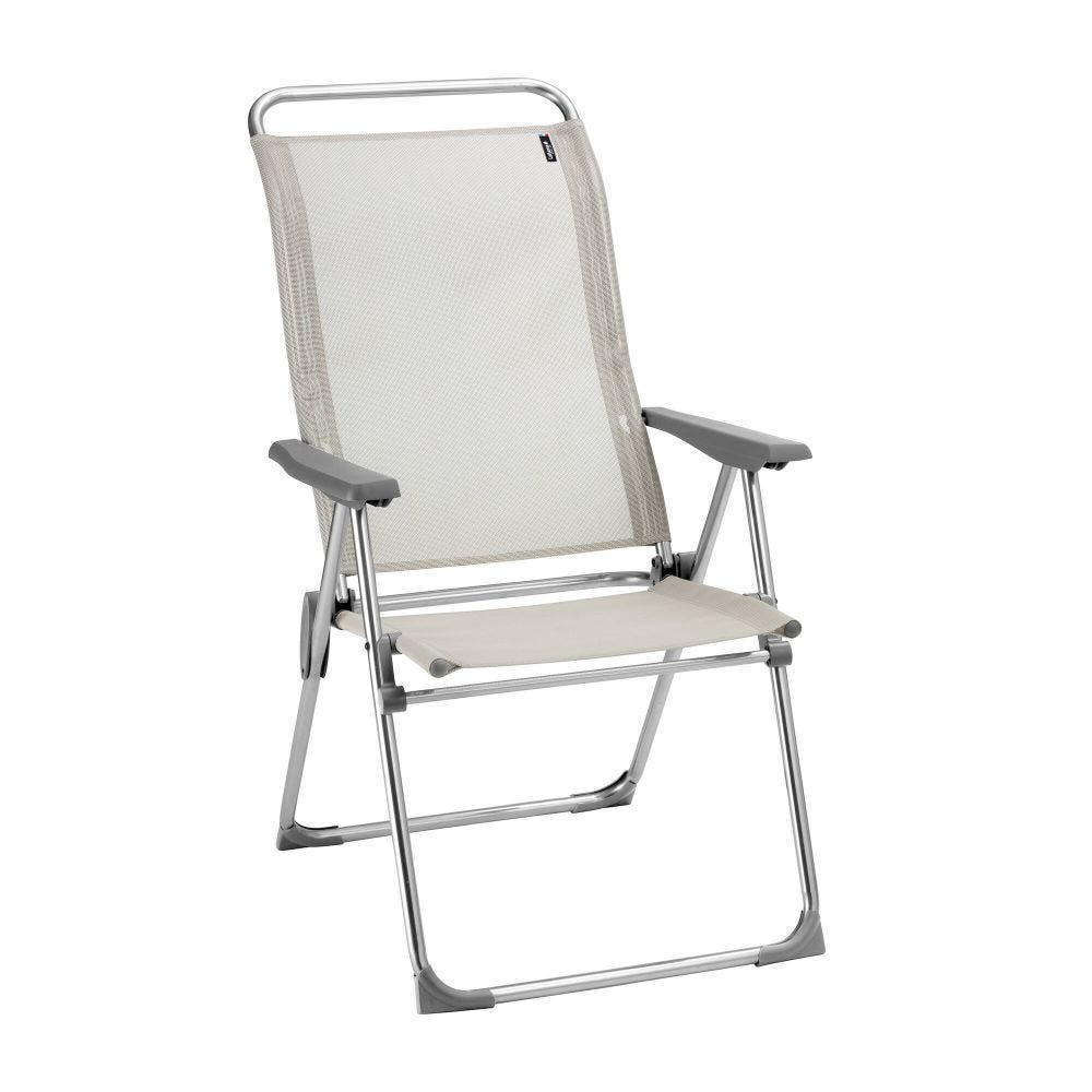 Fauteuil pliant multi-positions en aluminium beige L67xl63xH111
