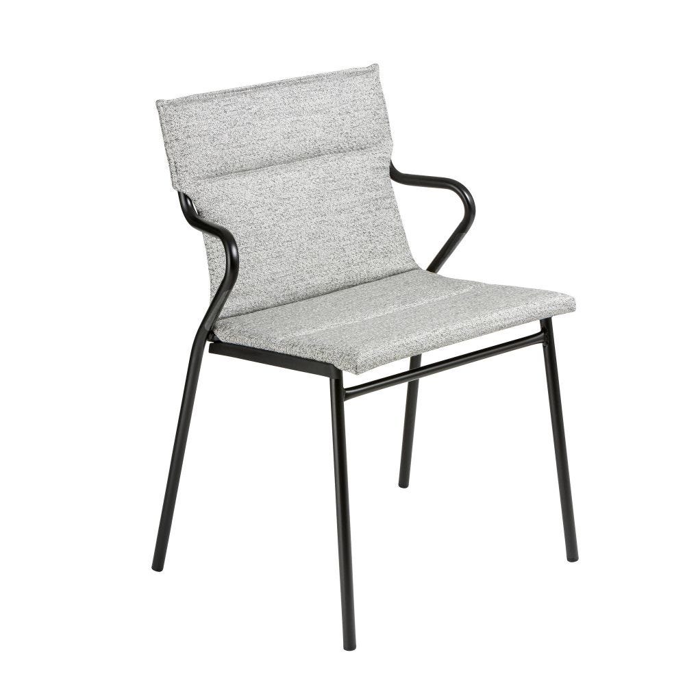 Fauteuil de repas matelassé en acier gris L55xl61xH85