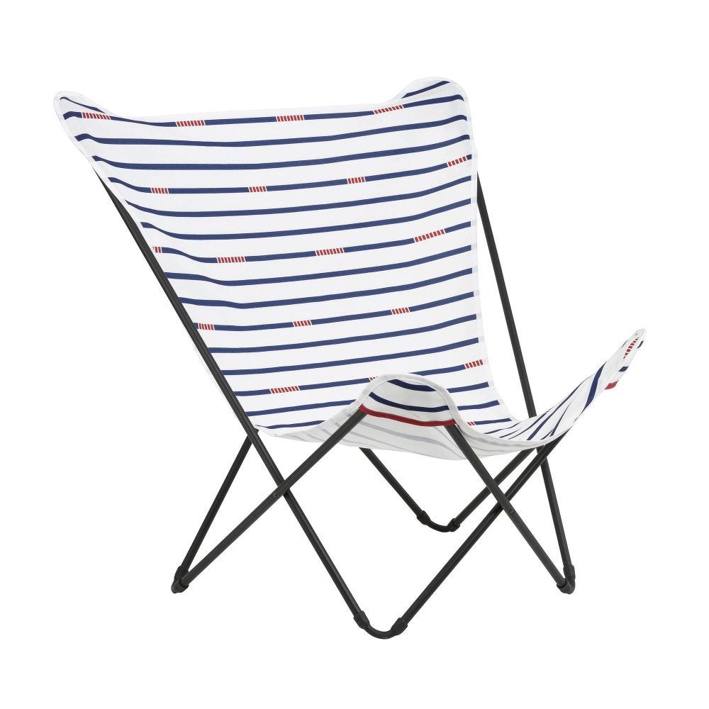 Fauteuil papillon grande largeur en acier blanc L83xl91xH87