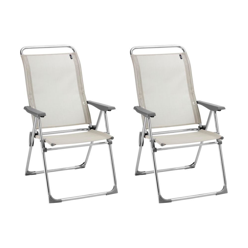 Lot de 2 fauteuils pliants multi-positions en aluminium beige