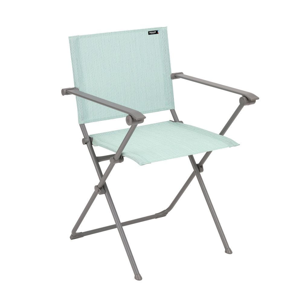 Fauteuil pliant compact en acier bleu L54xl60xH87