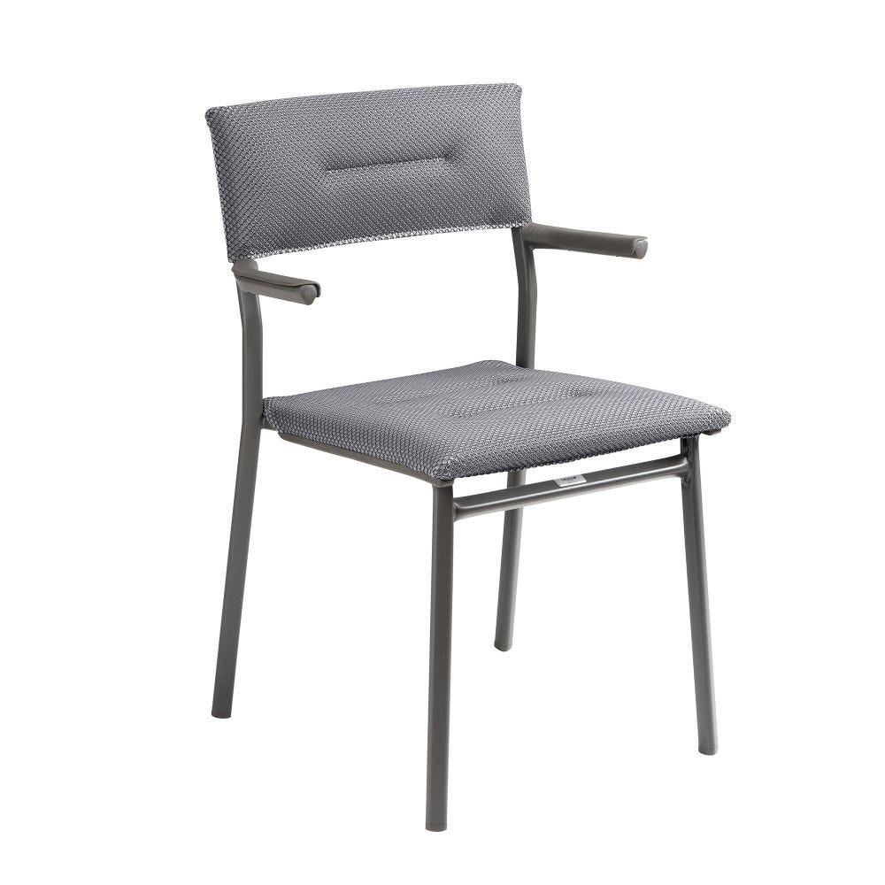 Fauteuil de jardin matelassé en aluminium gris L49xl58xH85