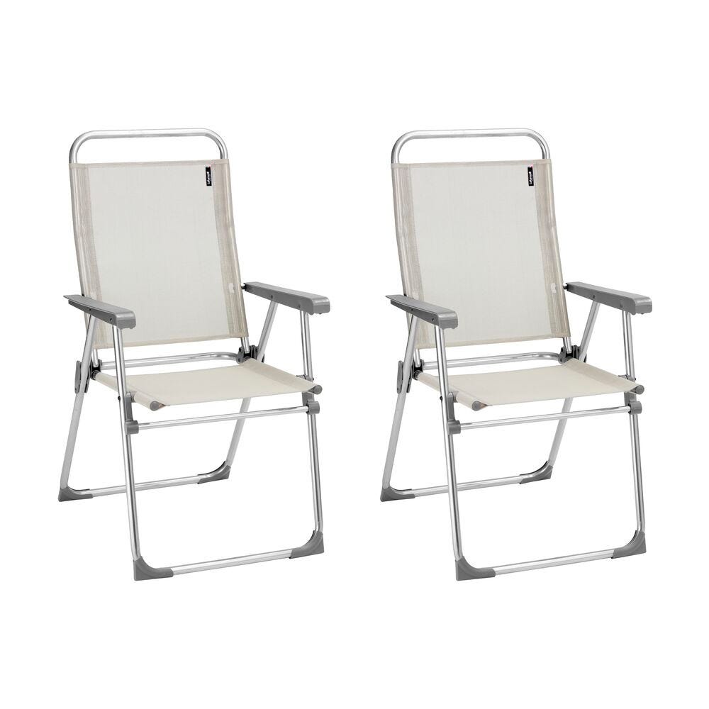 Lot de 2 fauteuils pliants ultra-légers en aluminium beige