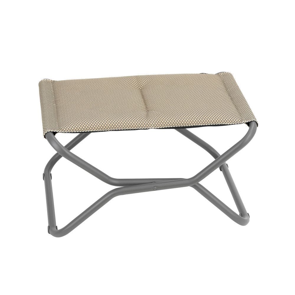 Repose-pieds matelassé pliant en acier beige L51xl66xH35