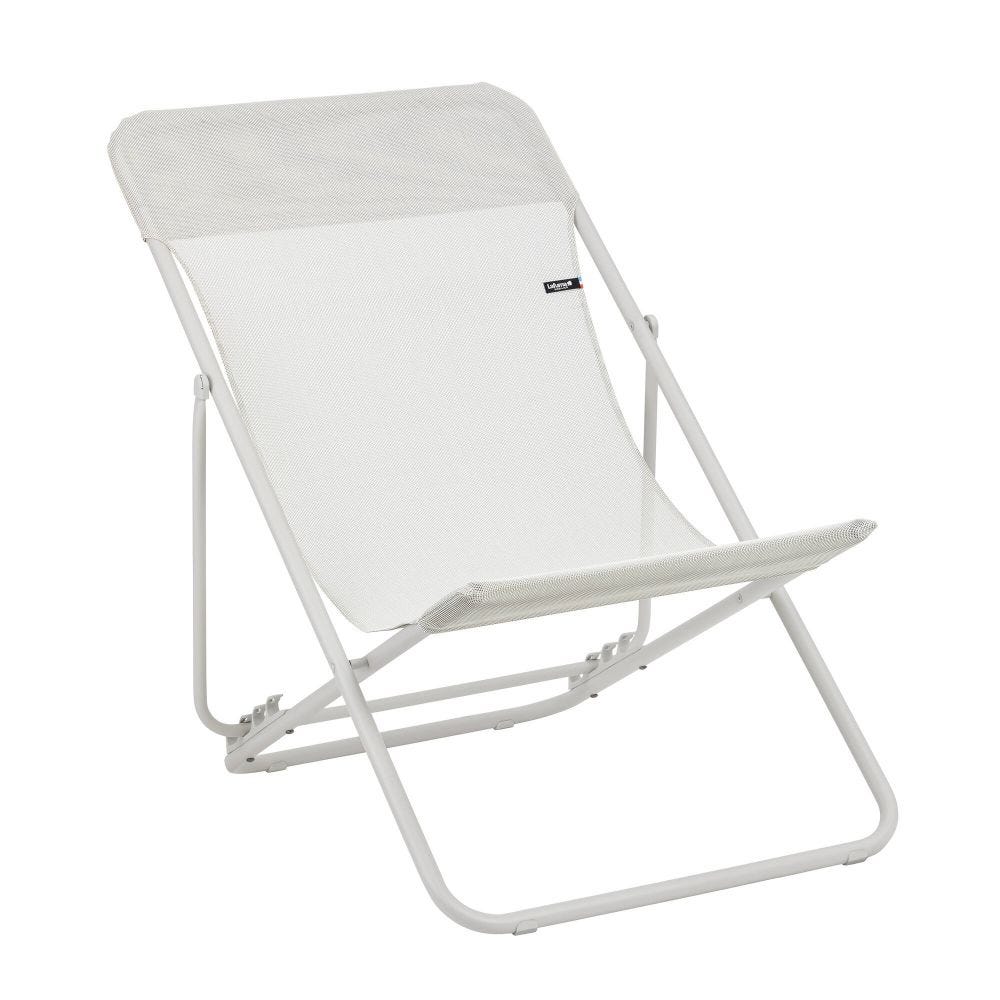Chilienne jardin pliant multi-positions en acier beige L83xl62xH91 Chilienne jardin pliant multi-positions en acier beige L83xl62xH91