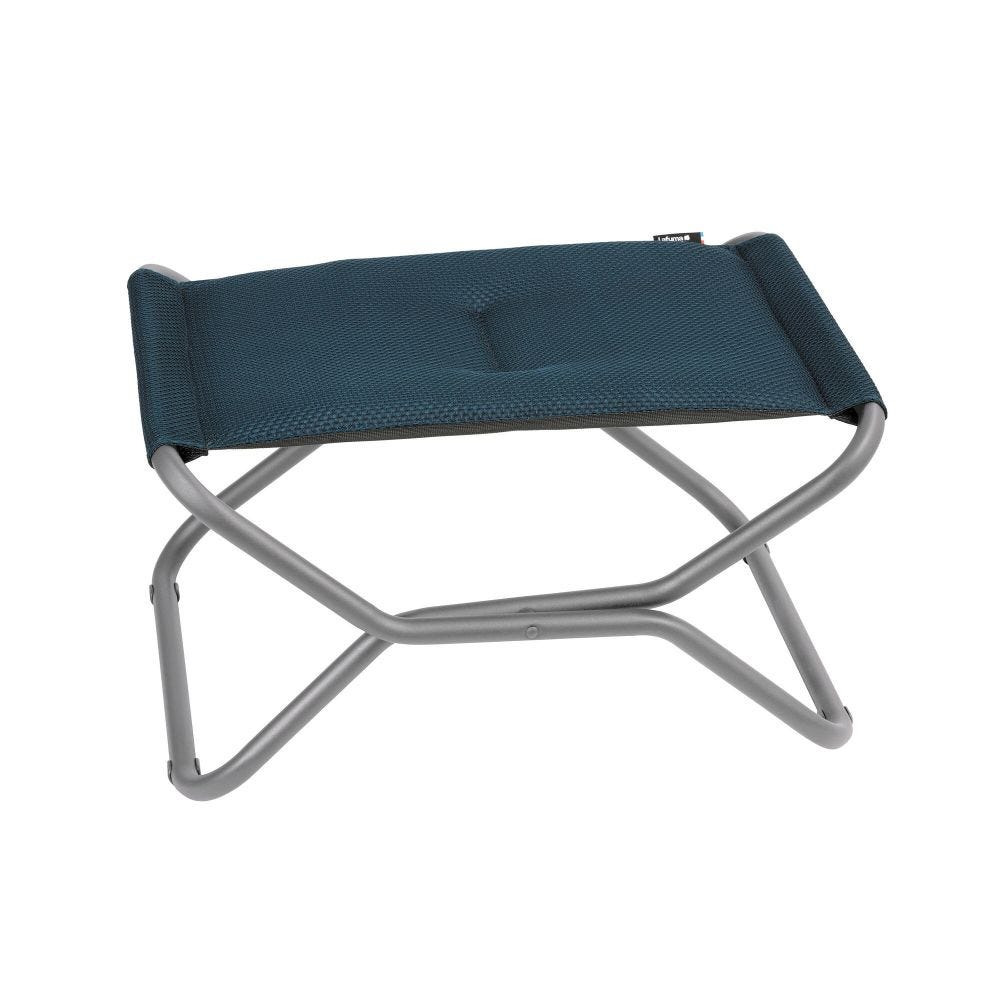 Repose-pieds matelassé pliant en acier bleu L51xl66xH35