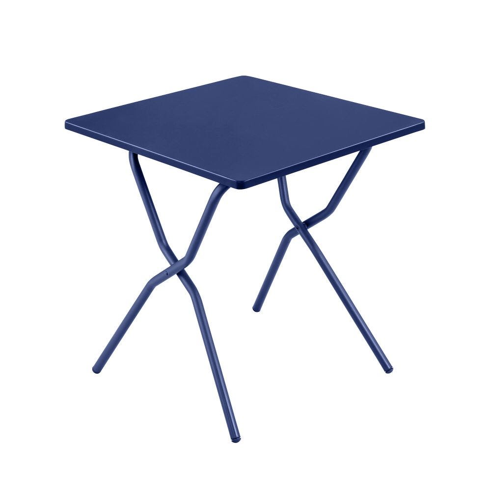 Table de jardin pliante en acier bleu L70xl64xH72