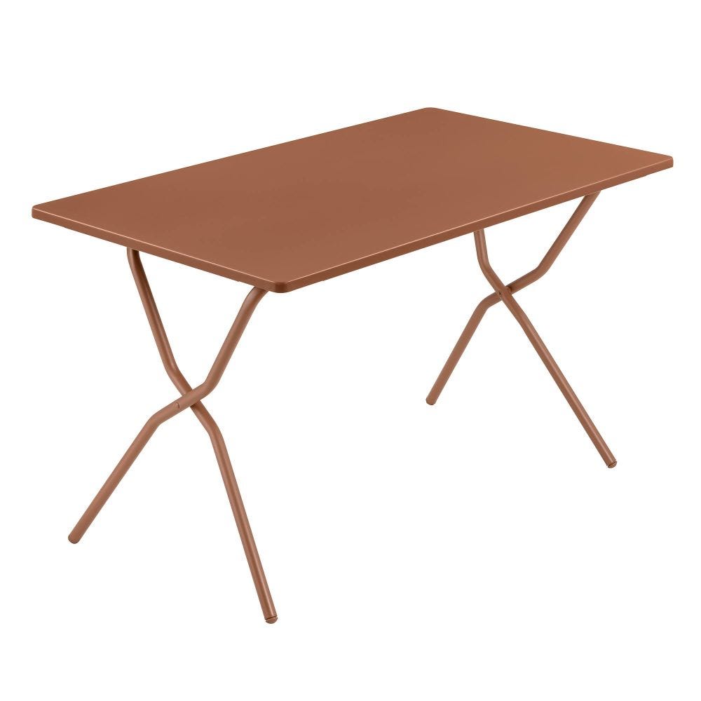 Table de jardin pliante en acier orange l70xl120xh72 Table de jardin pliante en acier orange l70xl120xh72