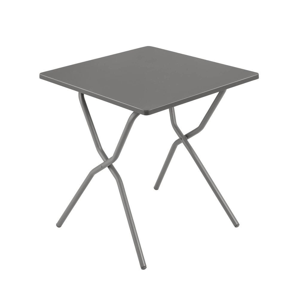 Table de jardin pliante en acier gris L70xl64xH72