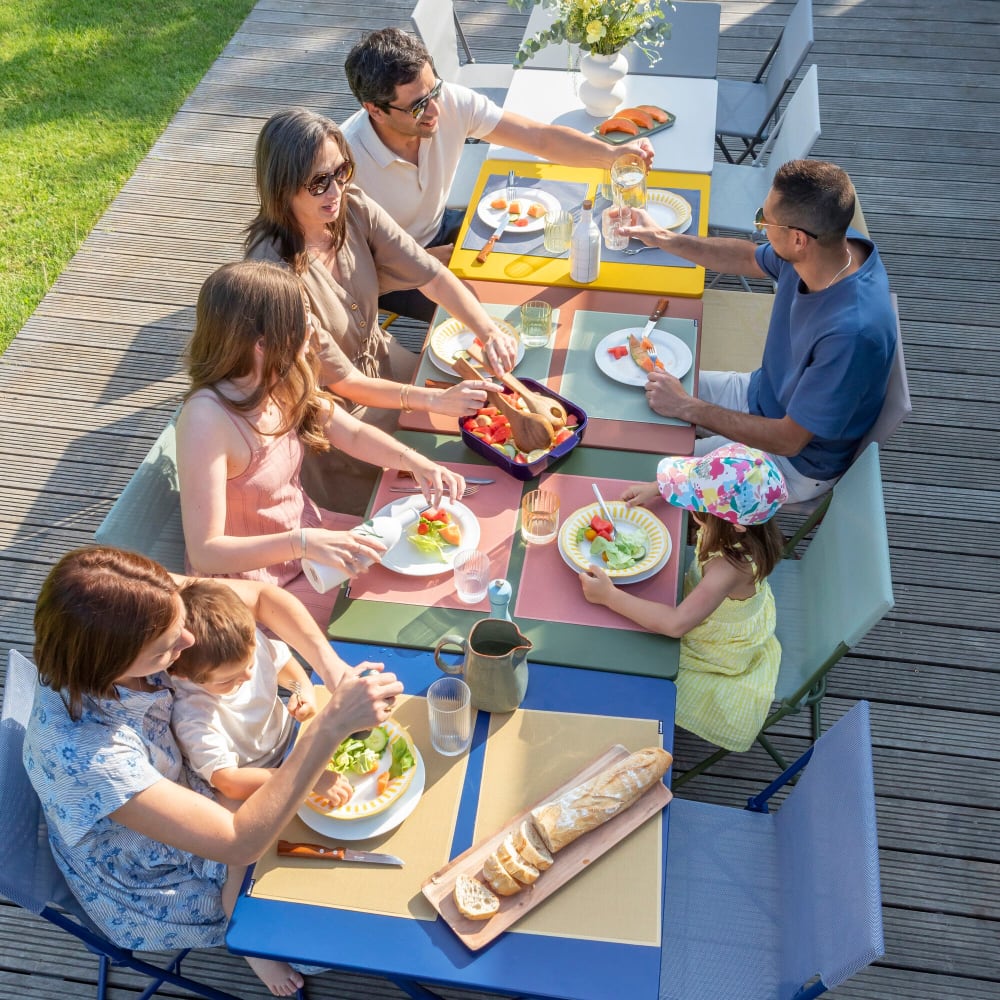 Table de jardin pliante en acier gris L70xl64xH72