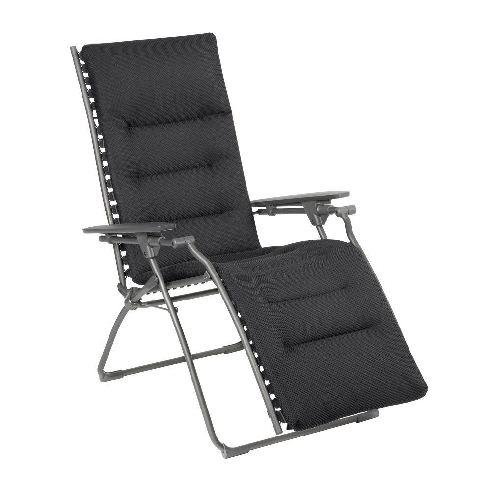Fauteuil relax matelassé zéro gravité en acier gris L85xl71xH114