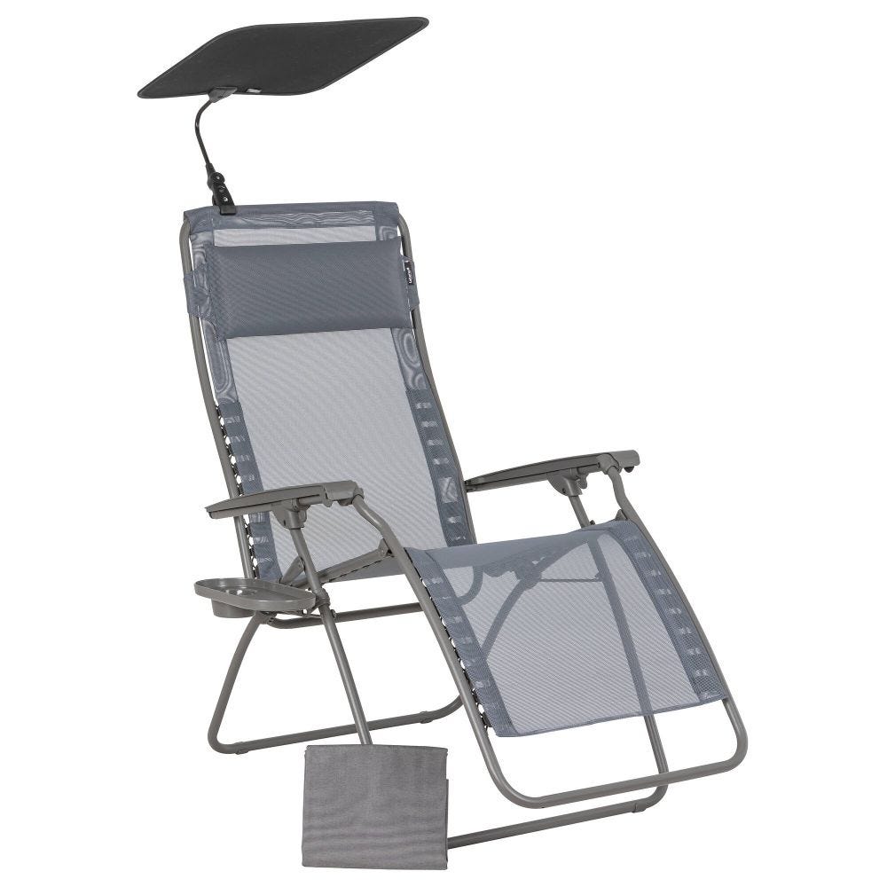 Ensemble fauteuil relax et accessoires en acier gris L88xl67xH114