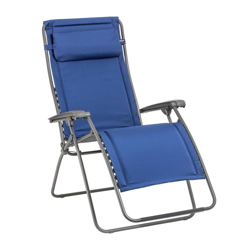 Fauteuil relax matelassé zéro gravité en acier bleu L96xl72xH123