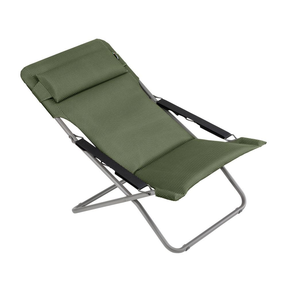 Bain de soleil matelassé pliant en acier vert L93xl67xH88