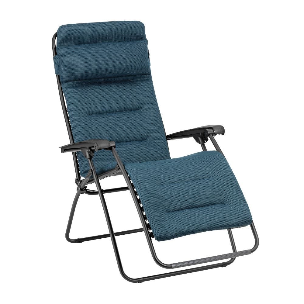 Fauteuil relax matelassé zéro gravité en acier bleu L87xl67xH115