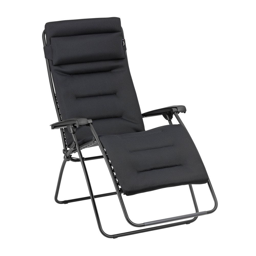 Fauteuil relax matelassé zéro gravité en acier noir L96xl72xH123