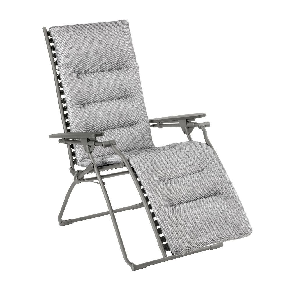 Fauteuil relax matelassé zéro gravité en acier gris L85xl71xH114