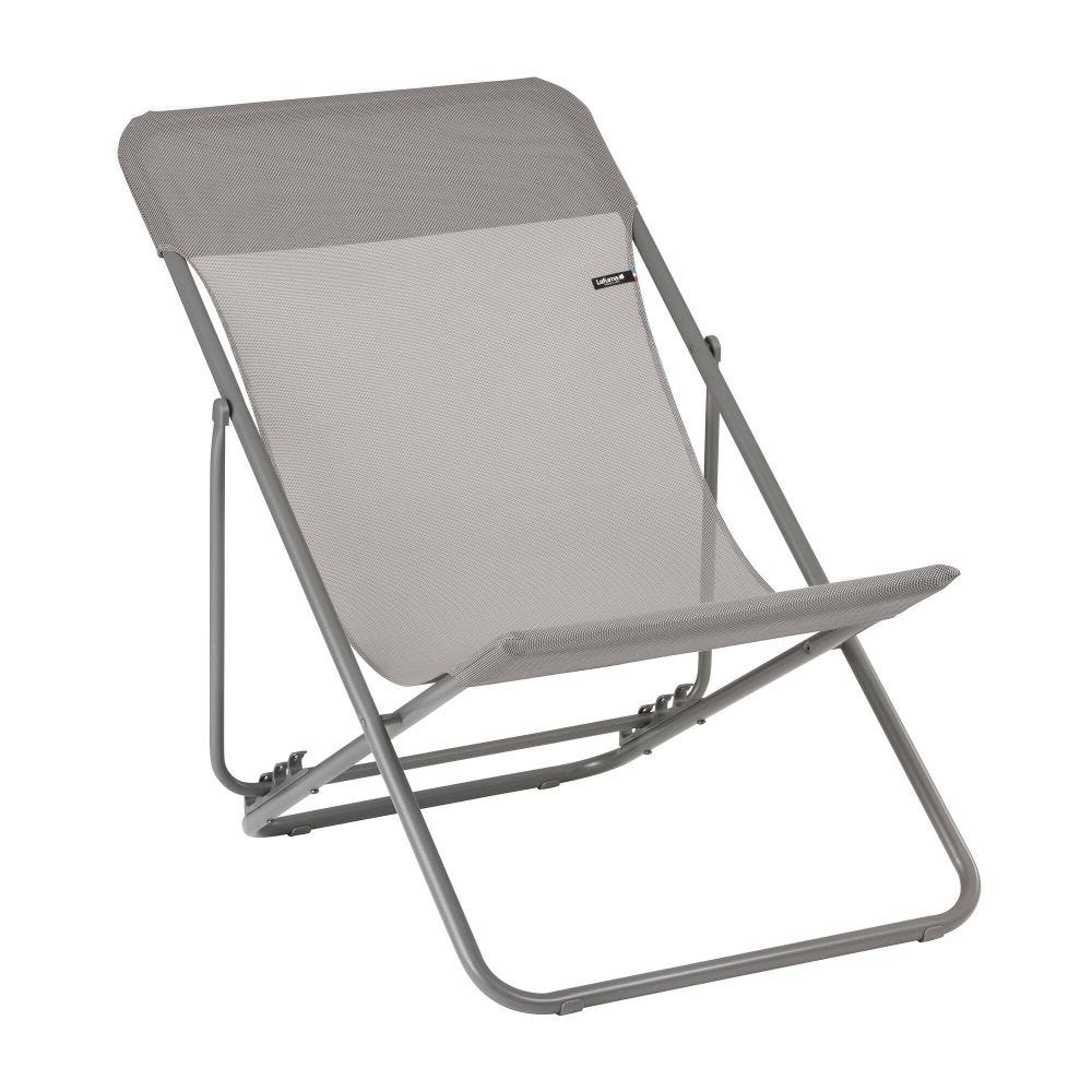 Chilienne jardin pliant multi-positions en acier gris L83xl62xH91 Chilienne jardin pliant multi-positions en acier gris L83xl62xH91