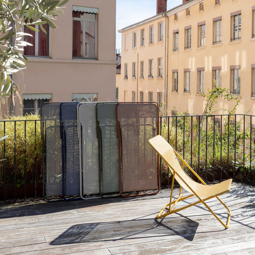 Chilienne jardin pliant multi-positions en acier gris L83xl62xH91