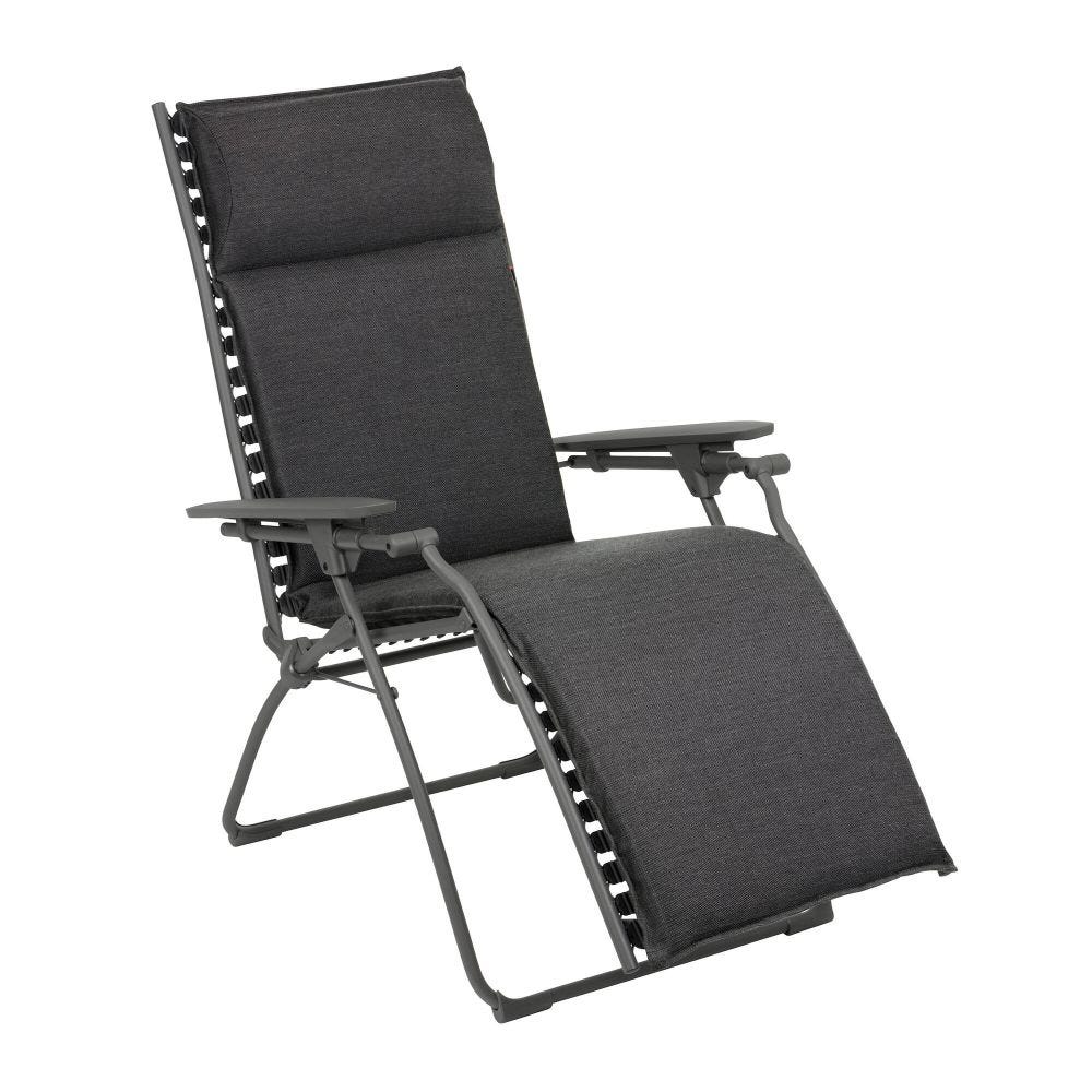 Fauteuil relax matelassé zéro gravité en acier gris L85xl71xH114