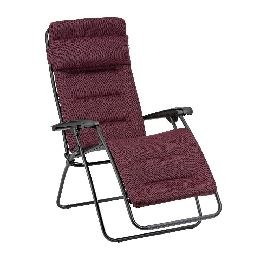 Fauteuil relax matelassé zéro gravité en acier rouge L87xl67xH115