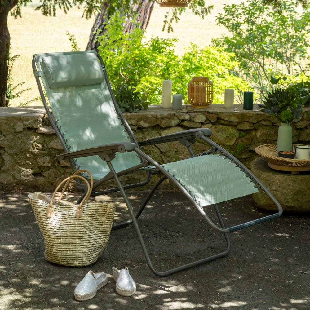 Fauteuil relax zéro gravité en acier vert L87xl67xH115