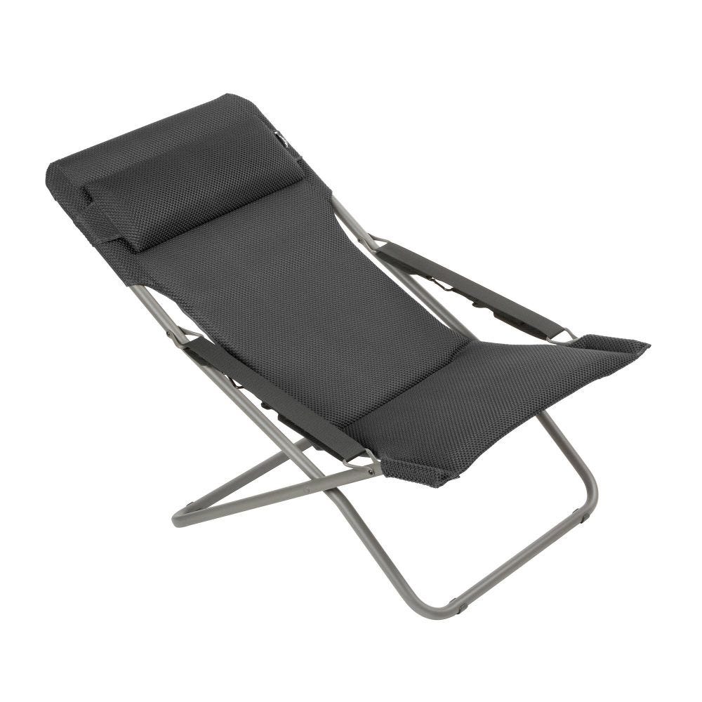 Bain de soleil matelassé pliant en acier gris L93xl67xH88
