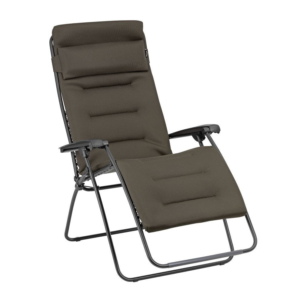 Fauteuil relax matelassé zéro gravité en acier marron L96xl72xH123